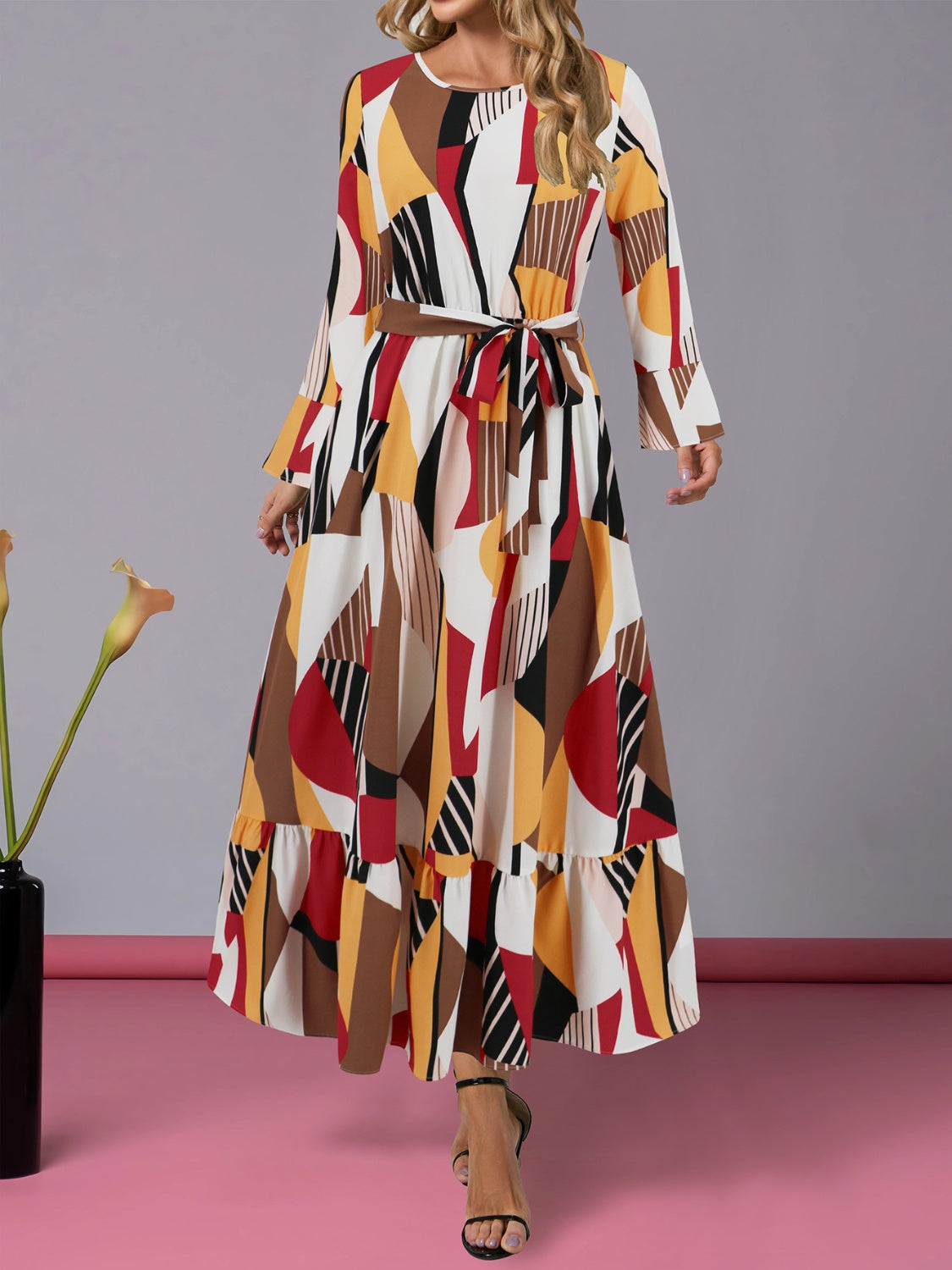 Ruffle Lux Long Sleeve Dress