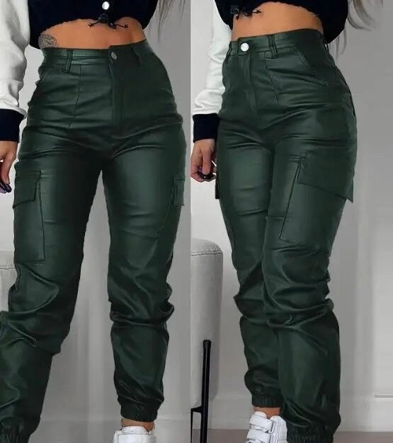 Pu Leather High Waisted Pants