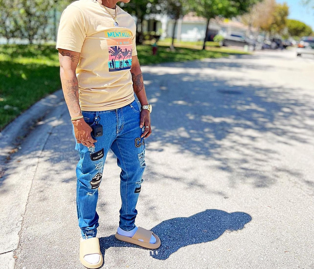 Je Classic Skinny Ripped Patch Pants