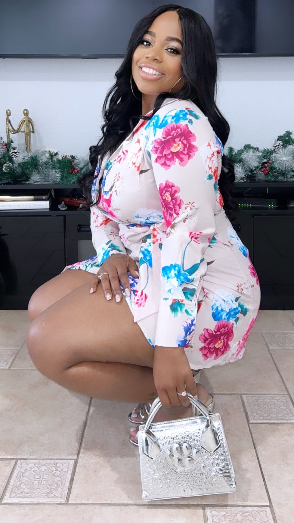 Mini Floral shirt dress
