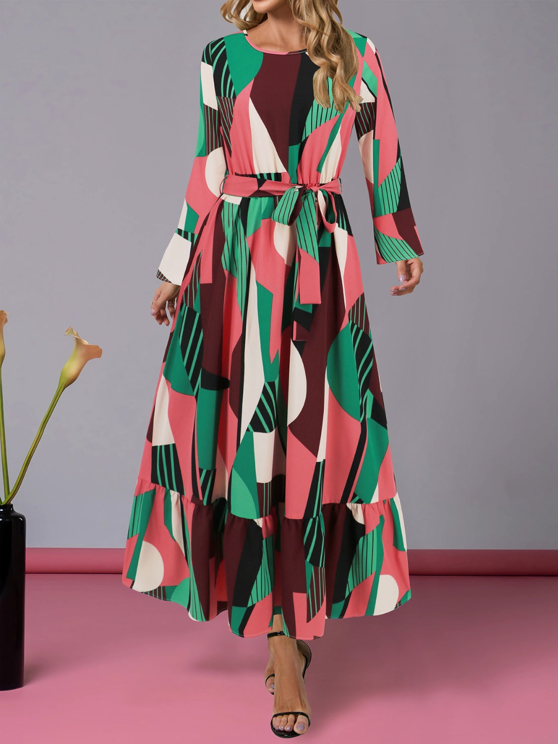 Ruffle Lux Long Sleeve Dress