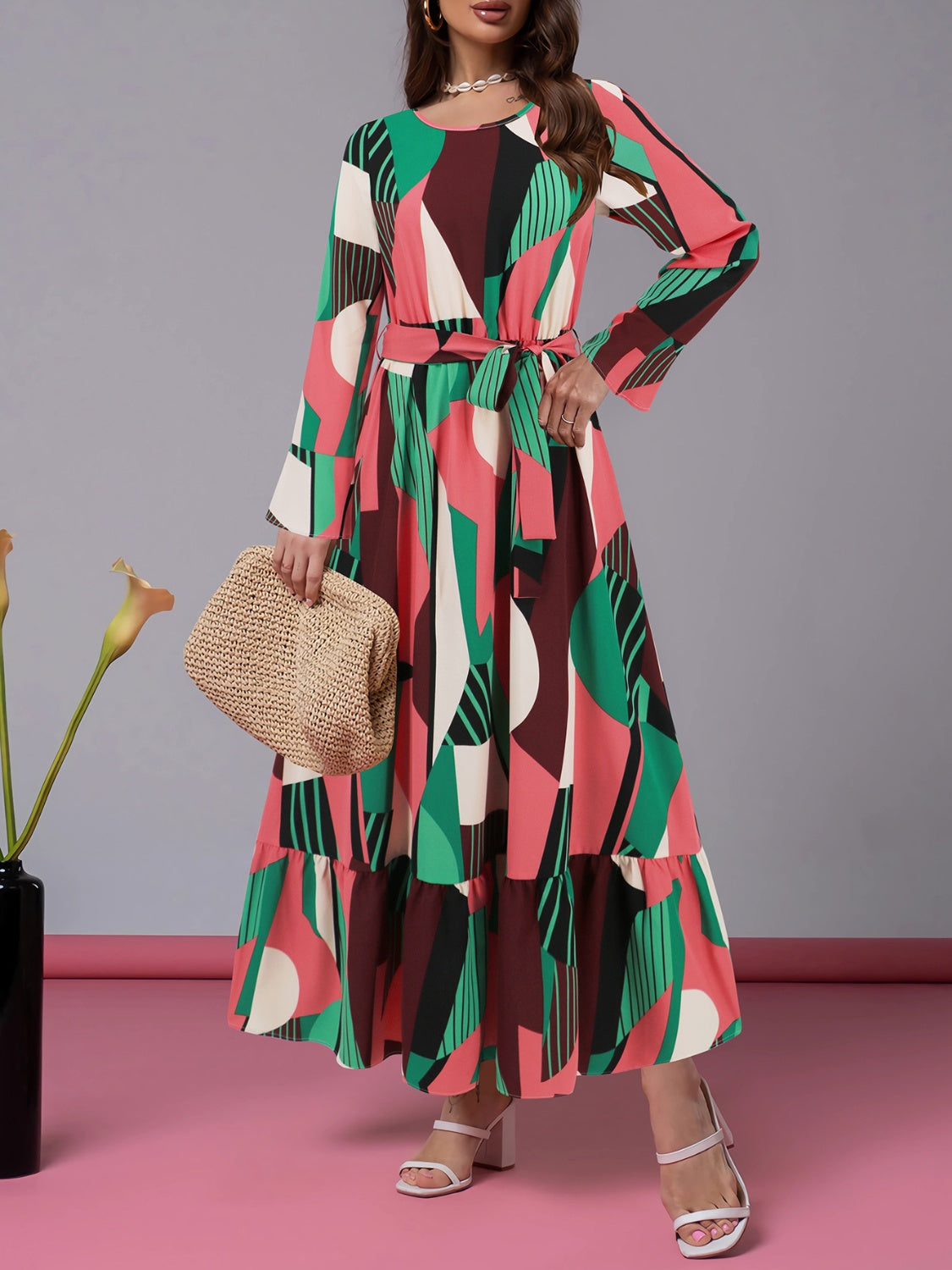 Ruffle Lux Long Sleeve Dress