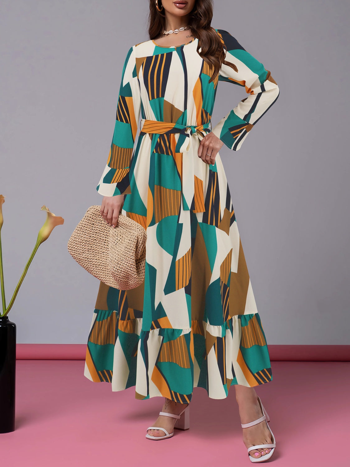Ruffle Lux Long Sleeve Dress