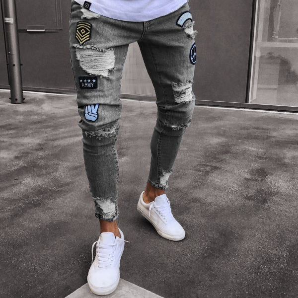 Je Classic Skinny Ripped Patch Pants