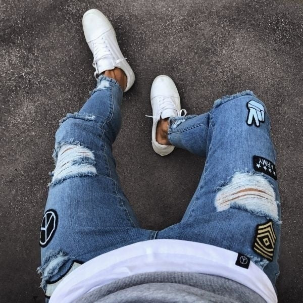 Je Classic Skinny Ripped Patch Pants