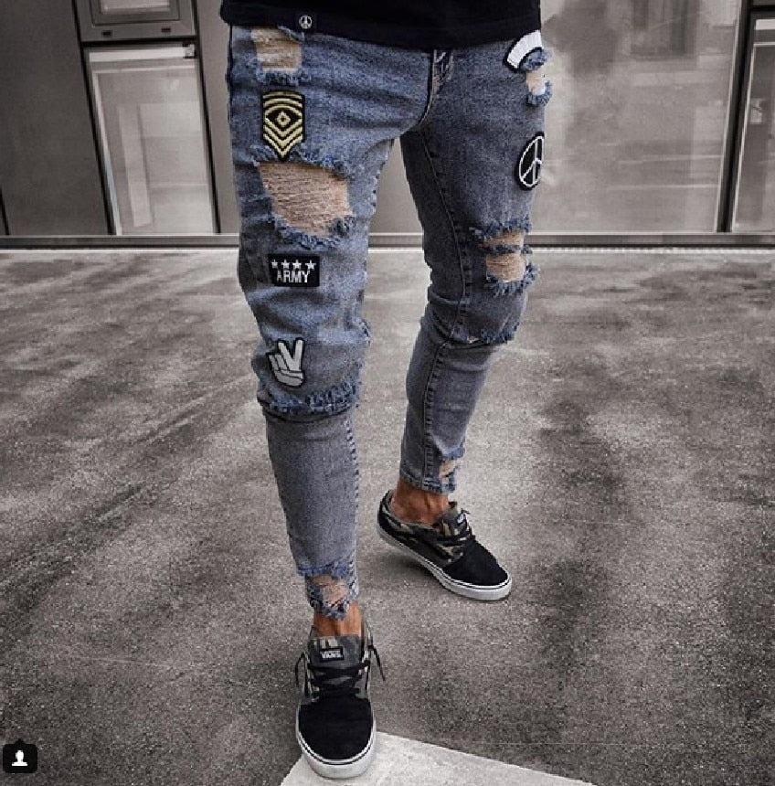 Je Classic Skinny Ripped Patch Pants