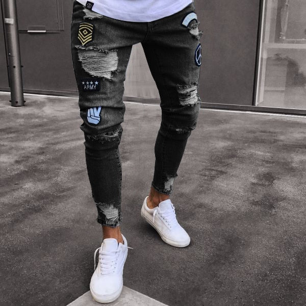 Je Classic Skinny Ripped Patch Pants