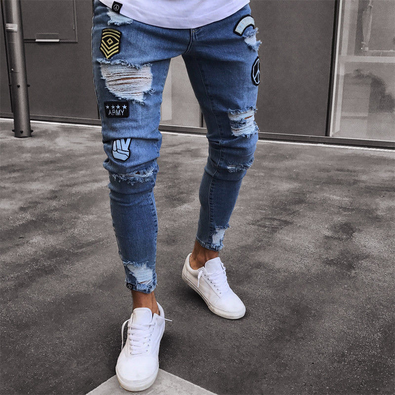 Je Classic Skinny Ripped Patch Pants