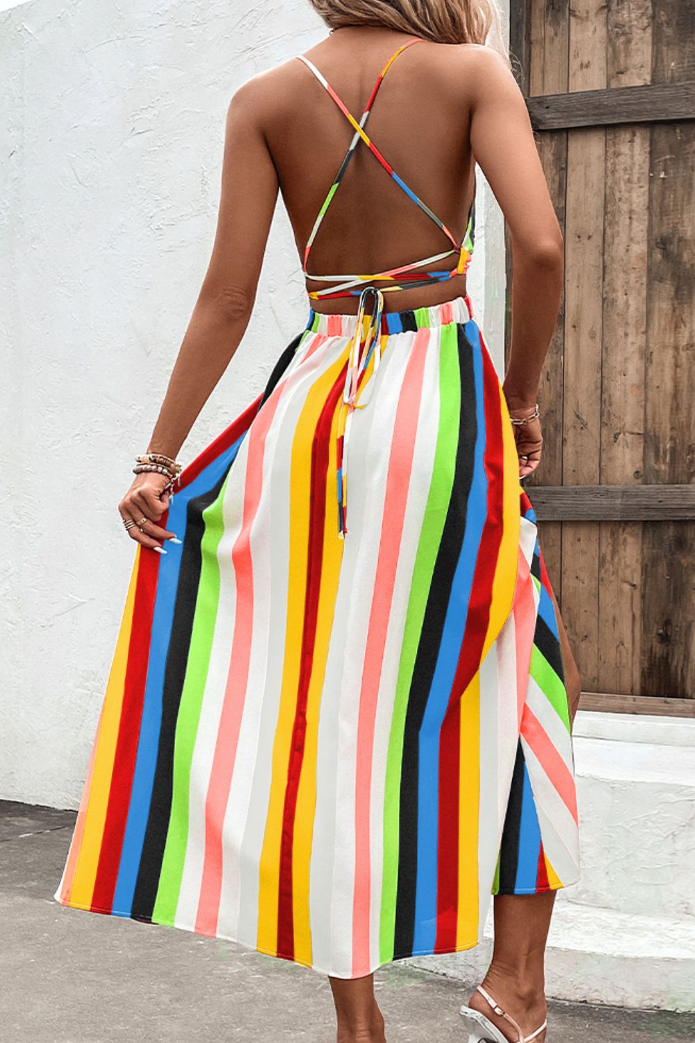 Stripe Backless Dress