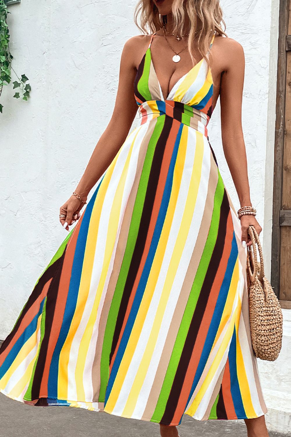 Stripe Backless Dress