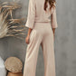 Belted Three-Quarter Sleeve Jumpsuit