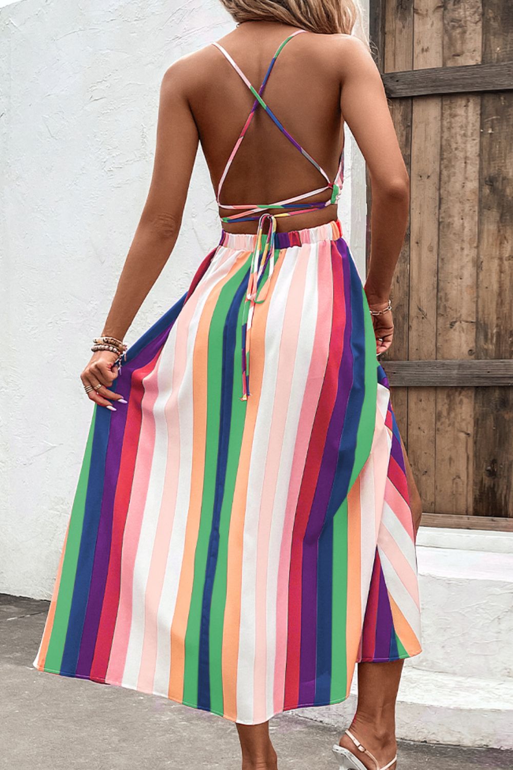 Stripe Backless Dress